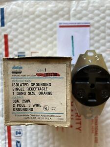 ARROW HART IG570 BLACK SINGLE RECEPTACLE 30A 250V 2P 3W GROUND FLUSH MOUNTED