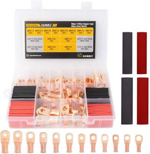 120PC AWG 8 6 4 2 Copper Wire Lugs with Heat Shrink Set,60Pcs Heavy Duty Battery