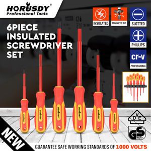 6pc Electrician&#039;s Insulated Magnetic Electrical Hand Screwdriver Tool Set New