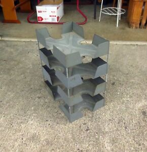 Vintage Industrial Steampunk Steel 4 Stacked Tray Letter File Desk Organizer