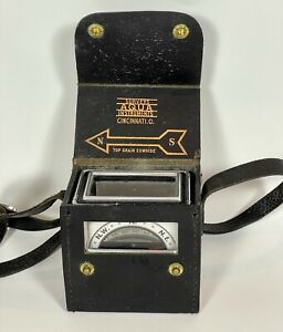 Vintage Aqua Survey Magnetic Dipping Meter Locator Compass With Leather Case