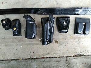 Patent Leather Dutyman Belt Police/Security Holster, Magazine, Cuffs, Mace, x26