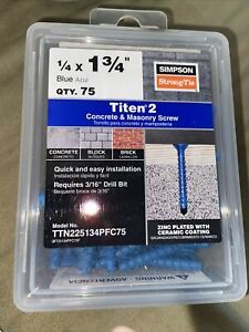 Simpson Strong-Tie 1/4&#034; x 1-3/4&#034; Titen 2 Concrete &amp; Masonry Screws 75ct. NEW!!!