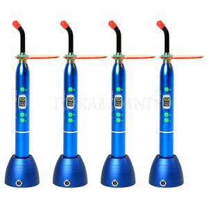 4* Dental 10W Wireless Cordless LED Curing Light Lamp Machine 1800mw US/EU Blue