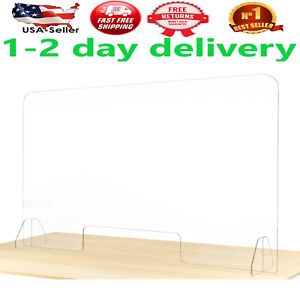 Sneeze Guard Plexiglass Barrier for Counter 48 x 32 Inch Wide Acrylic Shields...