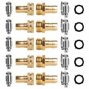 Alanfox 5 Sets Brass Garden Hose Repair Mender Kit for 5/8 or 3/4 Garden Hose Fi