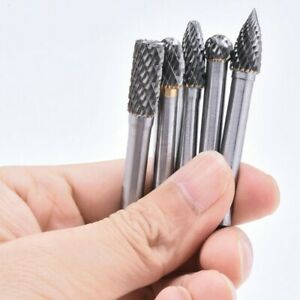 5pcs Rotary Tools 6mm shank Double cut Engraving Polishing Accessories