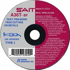United Abrasives- SAIT 23052 Type 1 Cutting Wheel 3 by 0.035 by 1/4 A36T 100-...