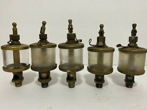Antique vintage LOT of 5 brass oiler X12A 1 1/2 Michigan lubricator hit miss