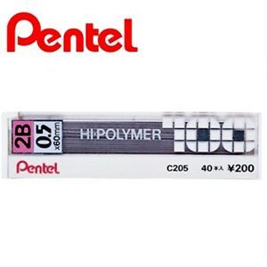 *Pentel HI-POLYMER 2B 0.5mm*60mm Pencil Lead C205 40 pcs/1 Pack