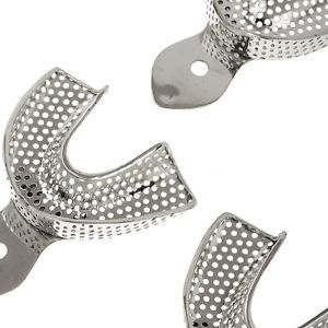 6Pcs Dental Autoclavable Metal Impression Trays Stainless Steel Upper&amp;Lower N IH
