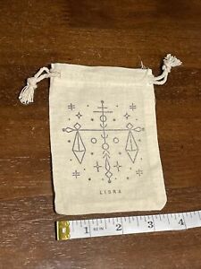 LIBRA Muslin Cotton Drawstring Crystal Pouch