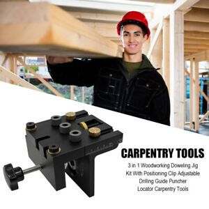Locator Jig 3 in 1 Woodworking Doweling Jig Kit With Positioning Clip