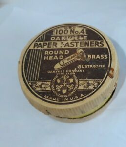 Vintage Oakville No. 4 Paper Fasteners BRASS Made In USA