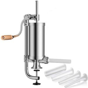 Sausage Stuffer Vertical Stainless Meat Sausage Maker and 4Size of Sausage Tubes