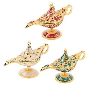 3PCS Gold Shiny Vintage Metal Aladdin Genie Light Lamp Tabletop Accent