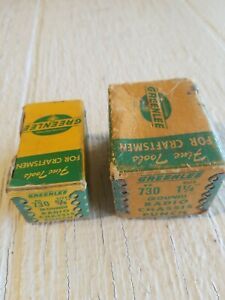 2 Vintage Greenlee No. 730 1 1/4&#034; &amp; 5/8&#034; round radio chassis punch with boxes