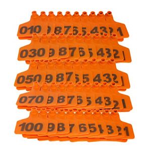 Fuxinghao 100pcs Livestock Ear Tags,001-100 Identification Numbered Animal Ear