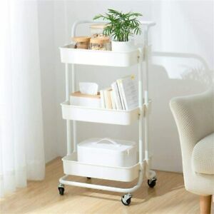 Micoe Utility Carts Wheels Practical Handle Storage Basket 3 Tier Rolling Cart