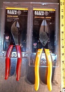 KLEIN TOOLS 2-PIECE LINEMAN&#039;S PLIER &amp; DIAGONAL CUTTER SET - NEW IN PACKAGES