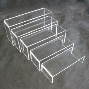 5Pcs Clear Acrylic Perspex Sturdy Jewellery Display Riser Set Stand U