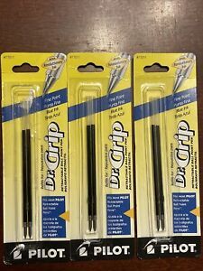 Lot of 3~77211 Pilot Dr. Grip Ballpoint Pen Refill, Fine Pt, Blue Ink~Packs of 2