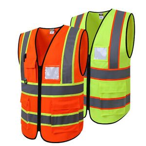 Reflective Vest Construction Work Repair Jacket Free Size with Pockets