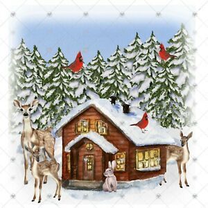 Cabin in the Woods Cardinals Sublimation Transfer, Ready to Press, Rustic