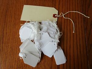 100 + White Paper Tags with String Attached for Jewelry, &amp; 1 Manilla Larger Tag