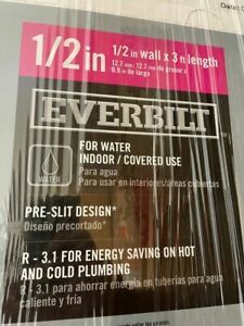 4 Pack Everbilt 1/2&#034; Foam Self-Sealing 1/2 in wall x 3 ft Pipe Insulation