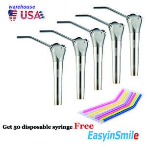 5Pcs Dental 3 Way Syringe Air Water Spray Triple +50pcs Disposable Syring Tips