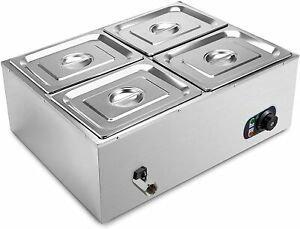 Food Warmer Steam Table Commercial Grade Stainless Steel 4-Pot Sliver 110V