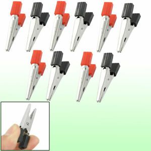 10 Pcs Insulated Alligator Clips Test Clamp Crocodile Clamps Black Red 1.8&#034;