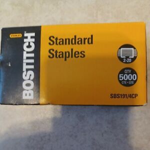 Bostitch Full Strip Staples 5000 Count Box Standard Staples SBS191/4CP NEW