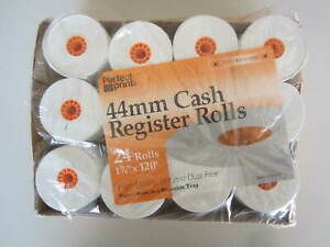 24 ROLLS OF 44MM CASH REGISTER PAPER 1 3/4&#034; X 120&#039; HIGH QUALITY LINT DUST FREE