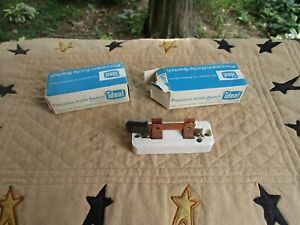VINTAGE LOT OF 2 HEAVY COPPER CERAMIC PORCELAIN KNIFE SWITCH NEW IN BOXES