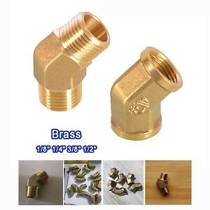 BSP 1/8&#034;~1/2&#034; Brass 45° Elbow Pipe Thread Fitting Male Female Connector Adapter