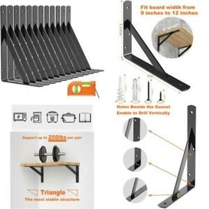 Luckin 12-Pack Shelf Bracket 9 Inch For Floating Shelf, Heavy Duty Wall Mount L