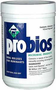 Probios Probiotic Bolus 1/2oz 50ct Microbial Sick Stress Cattle Sheep Goat Dairy