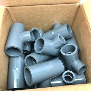 LOT OF 25 LASCO 801-130 1X1/2&#034; SCH 80 PVC REDUCING TEE GRAY