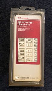Tab-Style Sign Characters 3/4&#034; White Office Depot 338 Count756-904 OS
