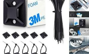 100 Pack Zip Tie Mount With Cable Ties,Self Adhesive-backed Mounts For Black