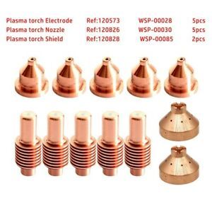 12PCS/SET Plasma Torch Electrode Nozzles Tip 120573 120826 Shield 120828 For 600