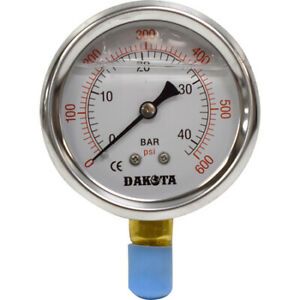 DAKOTA Dakota-Gauge-GA-600 Hydraulic Pressure Gauge, 1/4&#034; NPT, 0-600 PSI