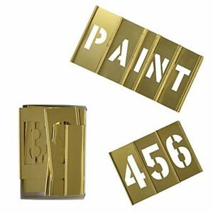 Deezio 1&#034; Brass 46 Pieces Interlocking Stencil Set of Numbers and Letters Kit