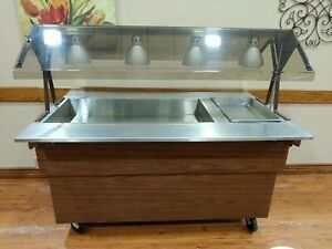 Duke Econe Mate Refrigerated Salad Bar with Sneeze Guard and Heated Well