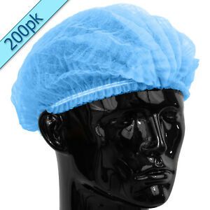 Quality Disposable BLUE Mob Cap hair net head covers Pk of 200 Mop Clip