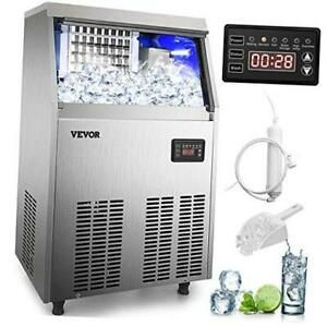 110V Commercial Ice Maker with 33LBS Bin, Full Heavy Duty 110-120LBS/24H