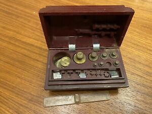 Vintage Ohaus Scale Corp Cylindrical Calibration Weight Set Brass Gram Coin