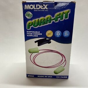 Moldex 6900 Pura-Fit Foam Earplugs, Corded, 100 Pairs
